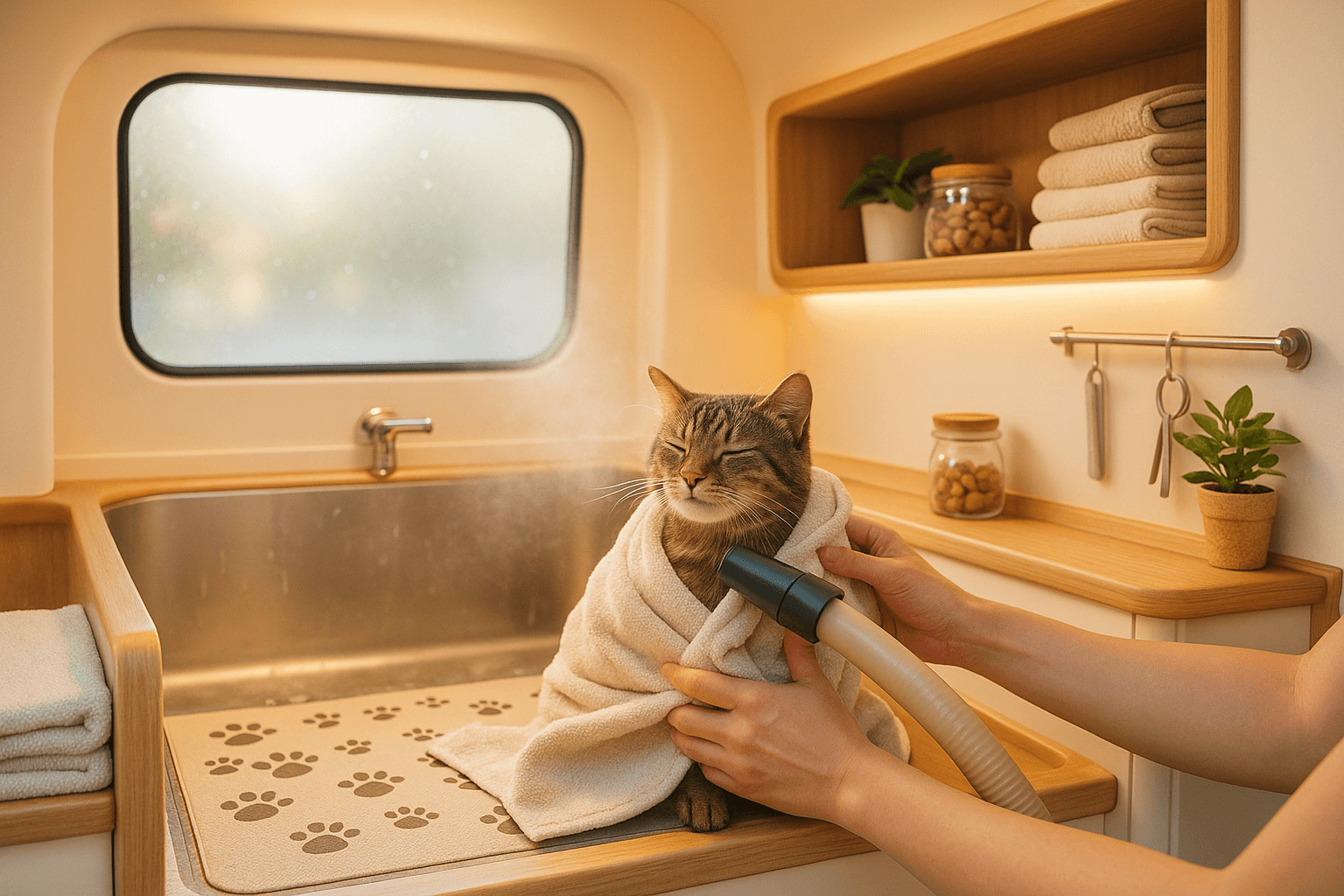 Cat grooming background